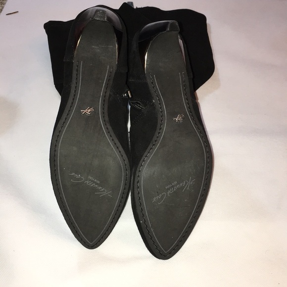 KENNETH COLE black kitten heel suede knee hi boots - Picture 6 of 7